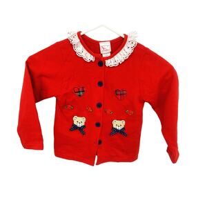 Kids Buster Brown Red Retro Vintage Collared Jacket Coat Embroidered Size 4T